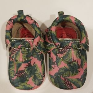 Freshly Picked Moccs - Pink/Green Palm Print
